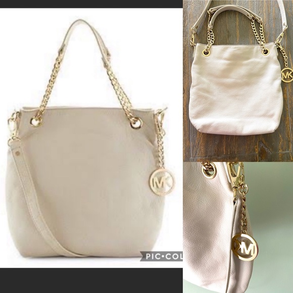 Michael Kors Handbags - Michael Kors soft leather cream chain logo bag